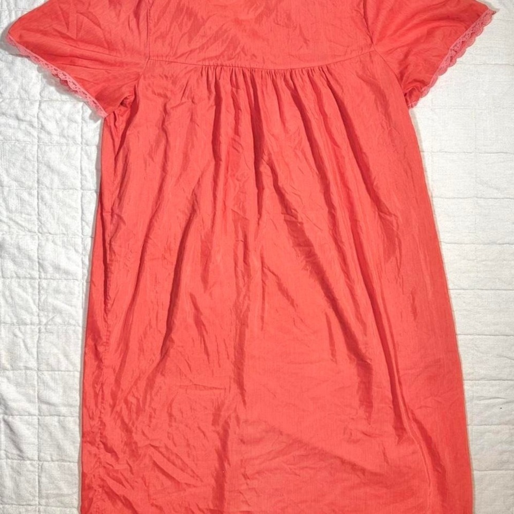 Vintage Coral Pink Lace Trim Nightgown / House Dress – Size M/L - Picture 5 of 5